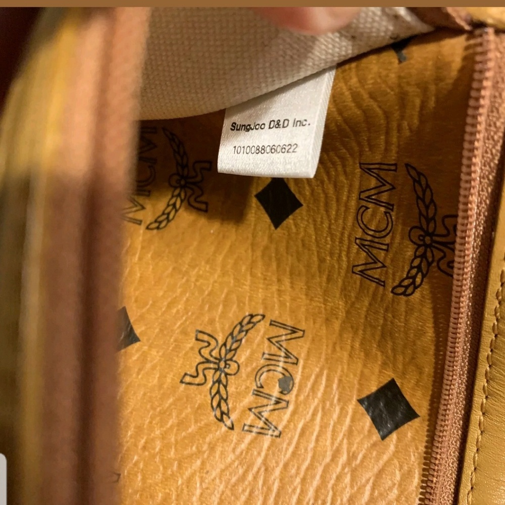 MCM Authentic Brown Cognac Medium Shopper Tote Bag - Picture 7 of 8